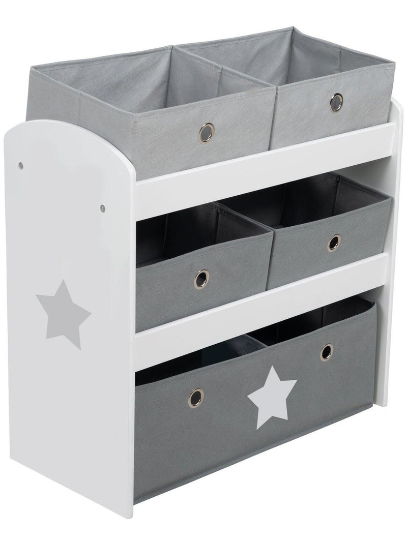 Estantería para juguetes con 5 cajas de tela 'Roba stars' Gris blanco - Kiabi