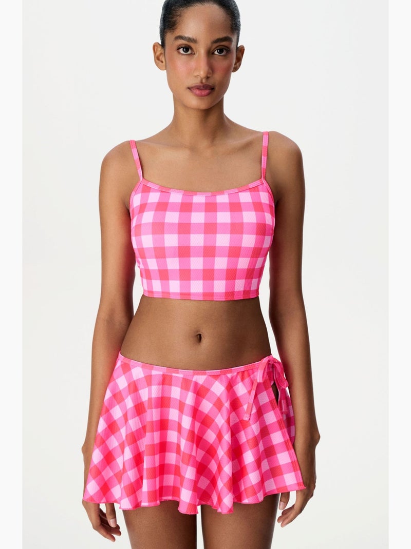 Ester pareo con estampado de cuadros y tiro medio penti Rosa/Blanco - Kiabi