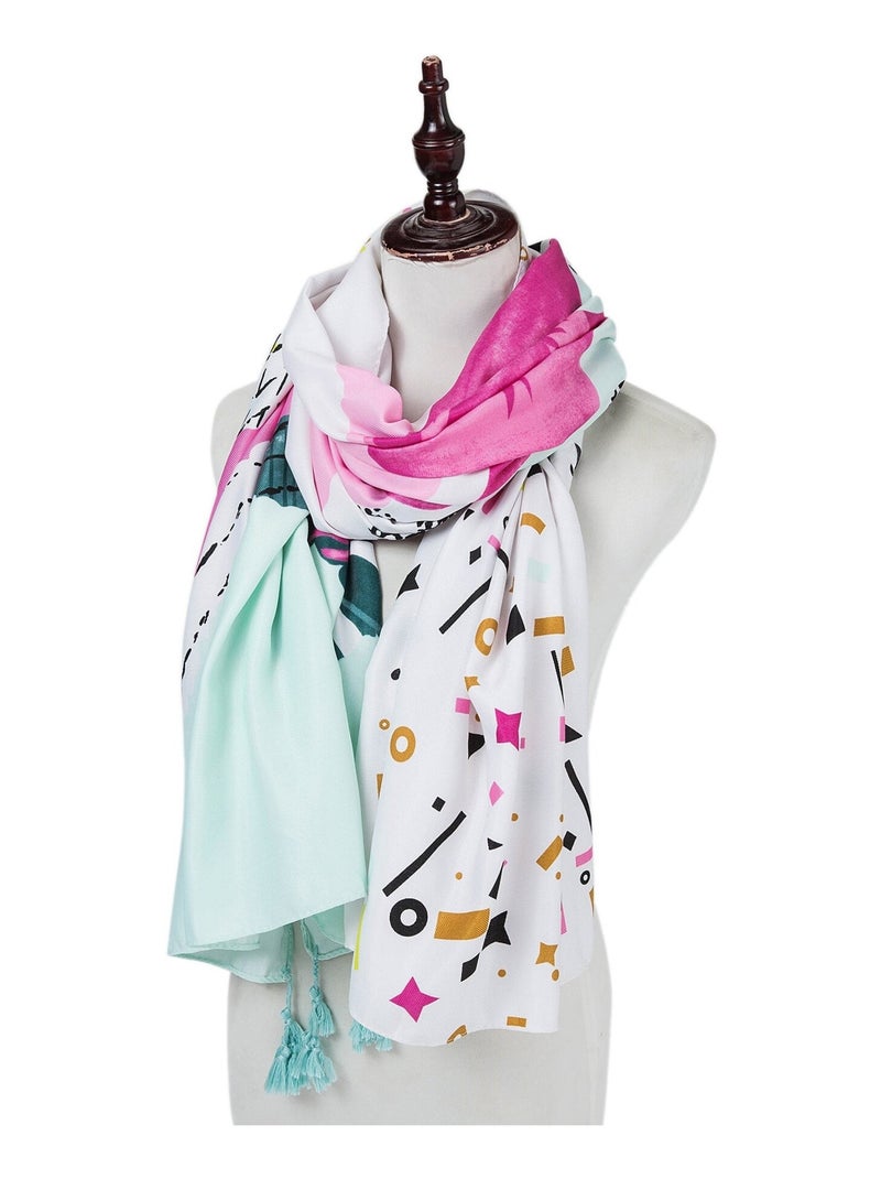 Estola de algodón Patch Print Atenea Beige - Kiabi