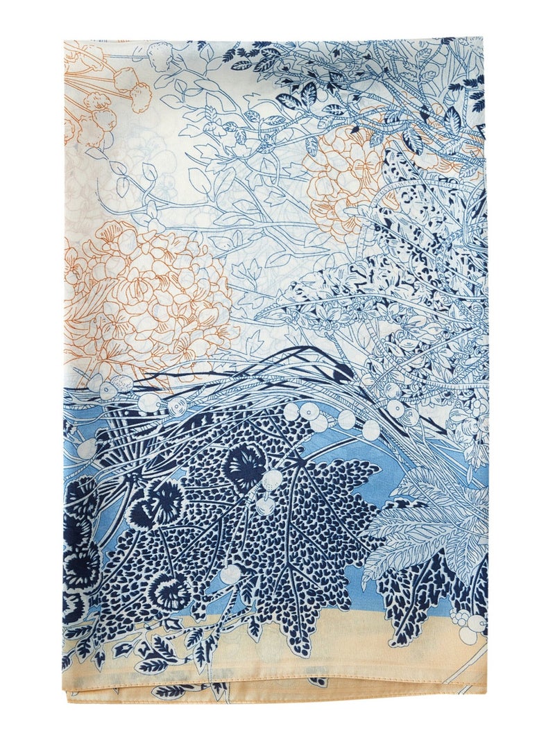Estola de seda Flora Vivaz Azul - Kiabi