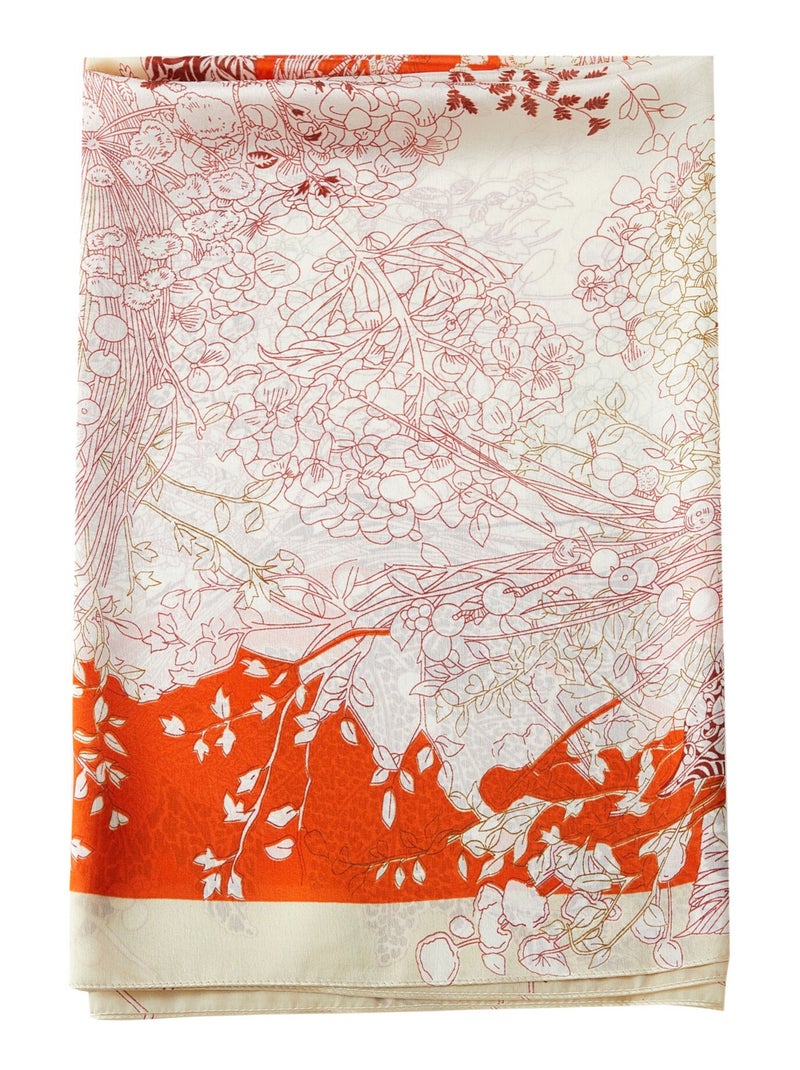 Estola de seda Flora Vivaz Naranja - Kiabi