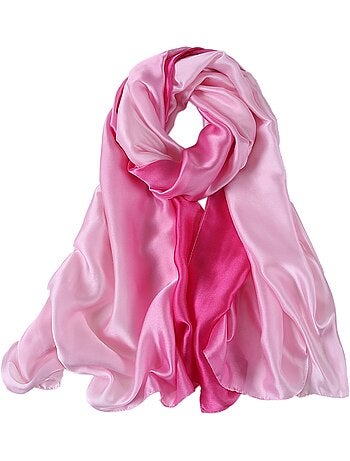 Estola de Seda Rosa Claro Rosa Oscuro Duo