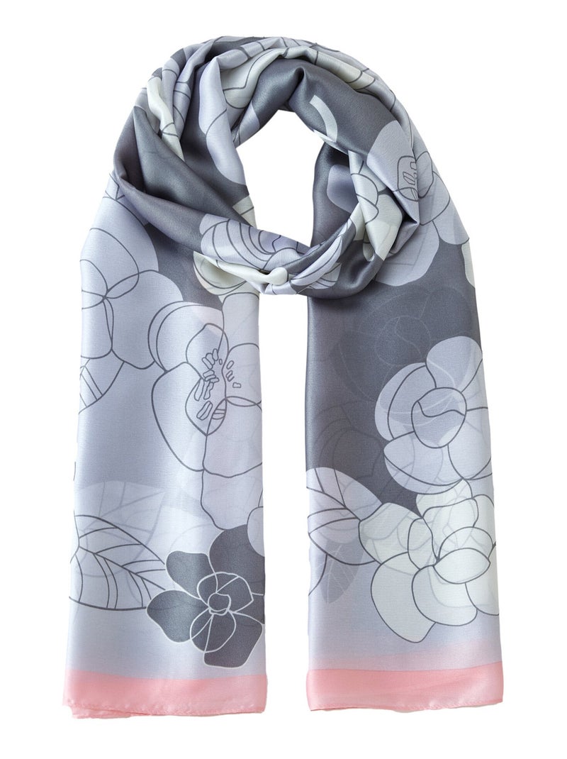 Estola de seda Rosa Nebbia Gris - Kiabi
