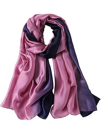 Estola de seda rosa púrpura azul marino duo