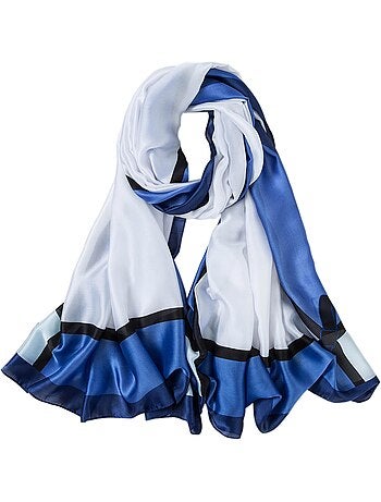 Estola de Seda White Blue Florina
