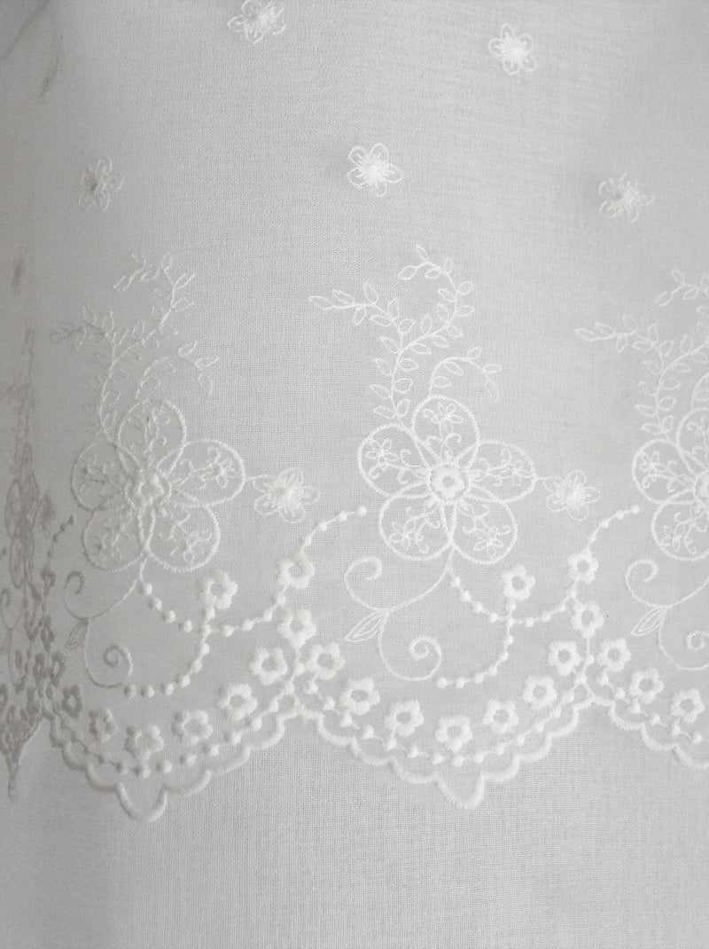 Estopilla transparente con volante bordado en la parte superior Blanco - Kiabi