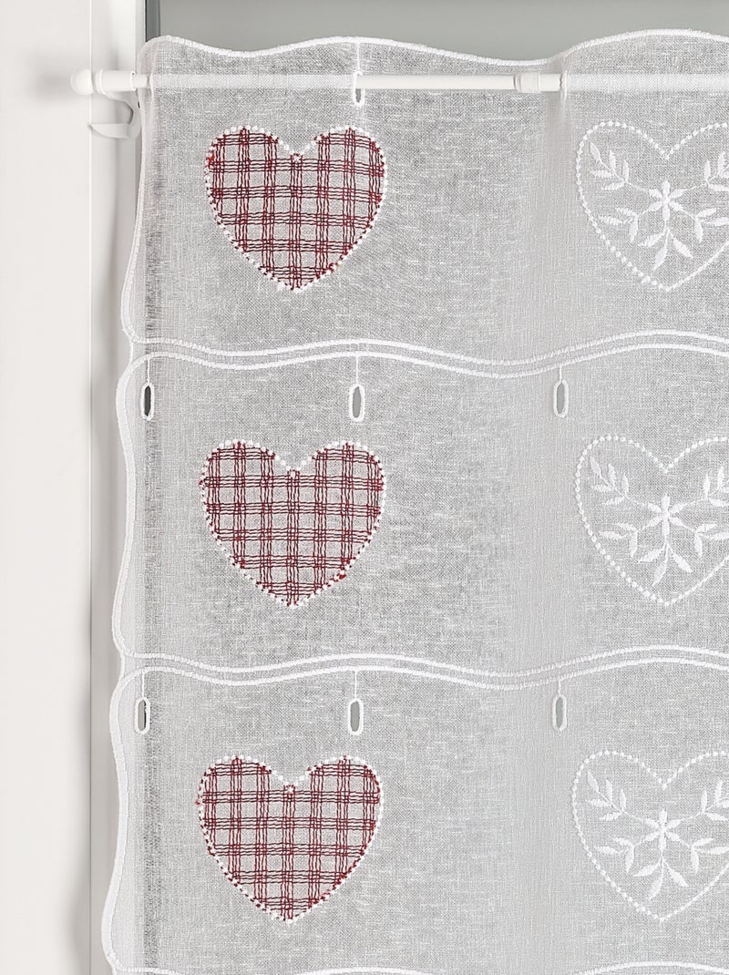 Estor modulable bordado con motivos de corazones Rojo - Kiabi