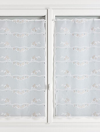 Estor modulable bordado con motivos de flores y hojas