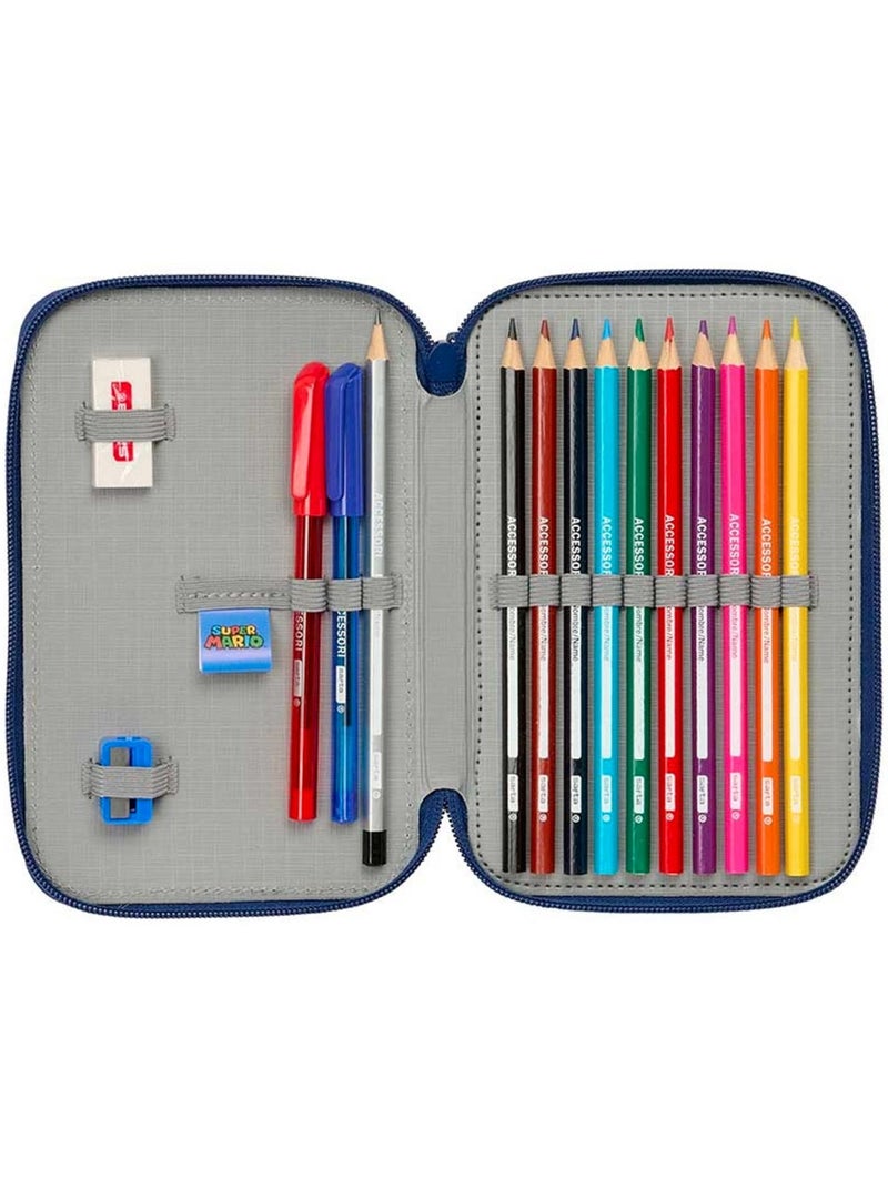Estuche 3 compartimentos super mario mamma mia equipado 29 piezas Azul - Kiabi