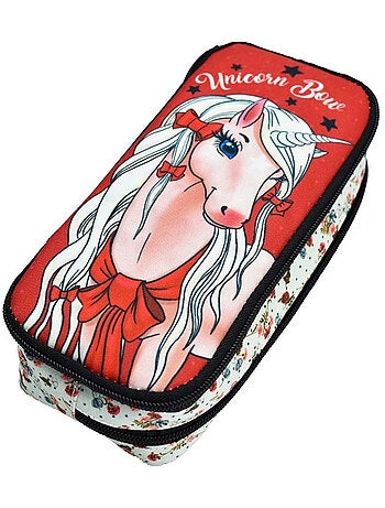 Estuche acolchado unicornio love 2 compartimentos 23 cm