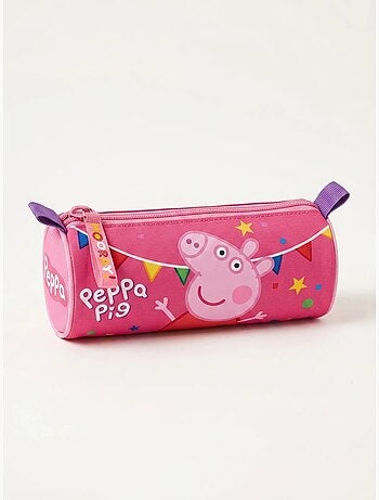 Estuche cilíndrico 21 cm en poliéster peppa pig