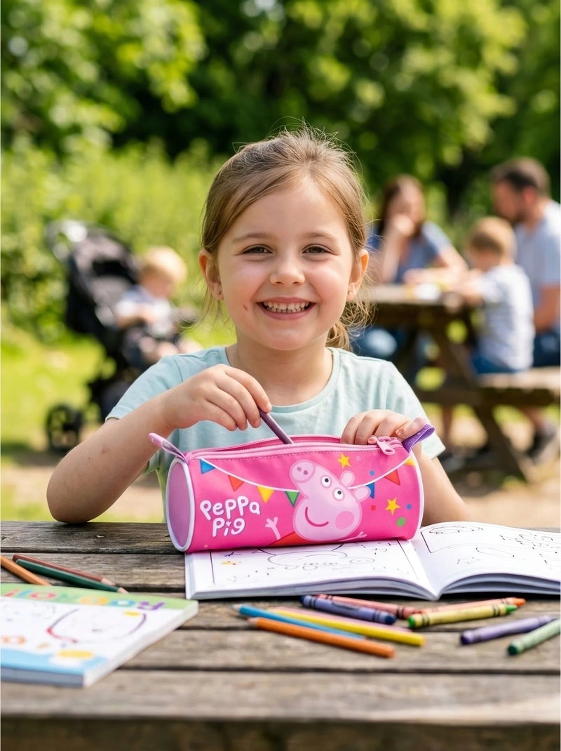 Estuche cilíndrico 21 cm en poliéster peppa pig Rosa - Kiabi