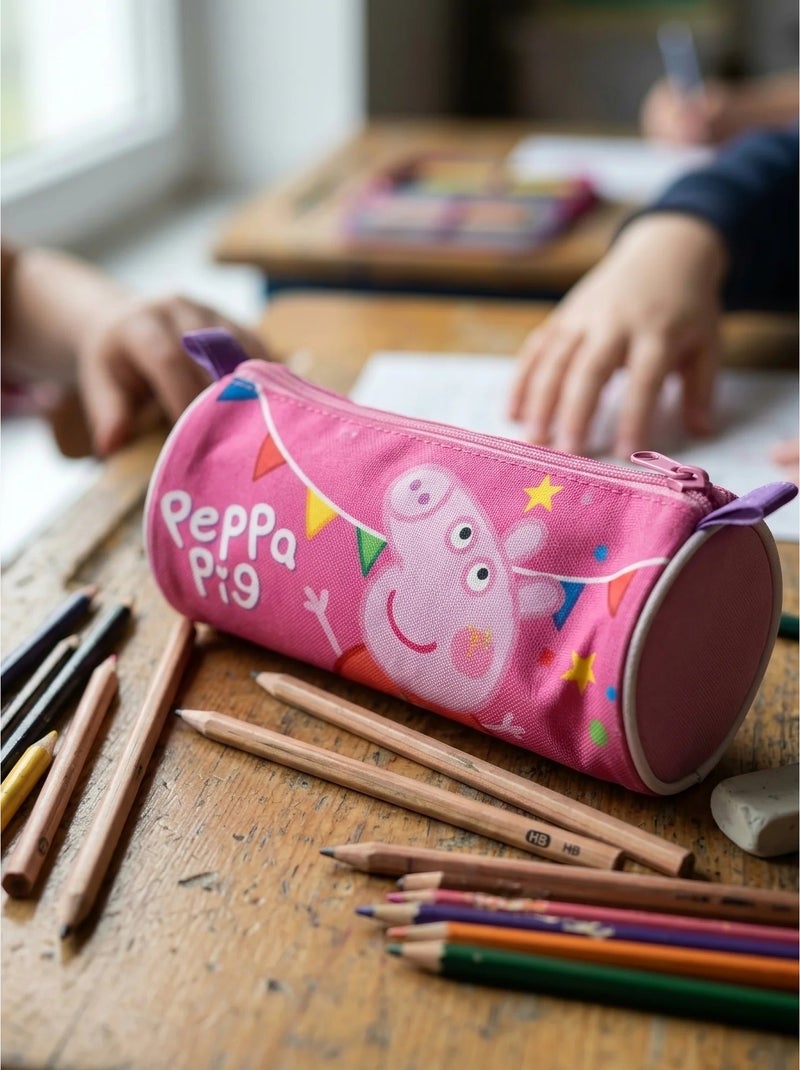 Estuche cilíndrico 21 cm en poliéster peppa pig Rosa - Kiabi