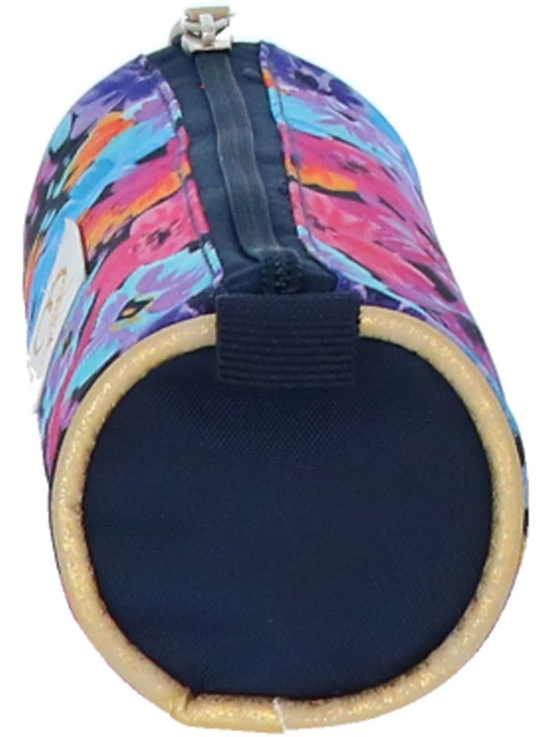 Estuche cilíndrico ettavee de tejido con estampado floral Azul marino/Naranja fluorescente - Kiabi