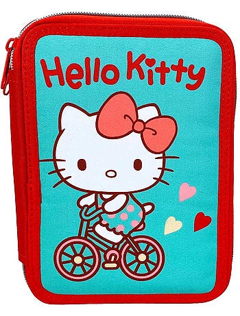 Estuche con cremallera 2 compartimentos 'hello kitty' bicicleta 20 cm