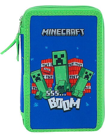Estuche con cremallera 3 compartimentos minecraft creeper boom 20 cm