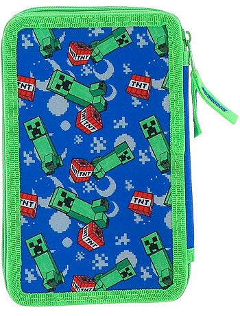 Estuche con cremallera 3 compartimentos minecraft creeper boom 20 cm