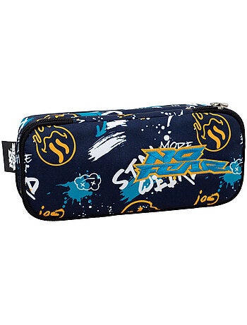 Estuche con cremallera de tela graffiti doble compartimento no fear
