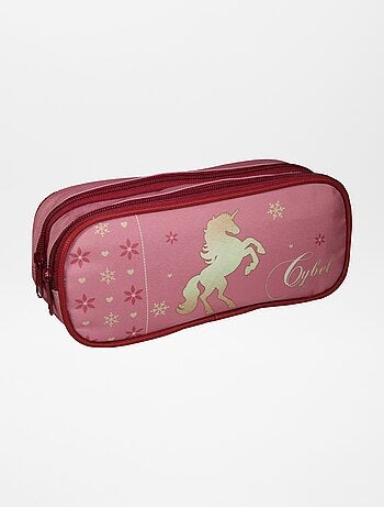 Estuche con doble compartimento de unicornio