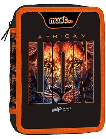 Estuche de doble compartimento de tejido estampado animal planet diakakis