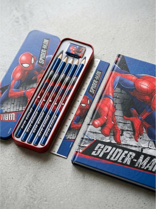 Estuche de metal con material escolar spider-man marvel - Kiabi