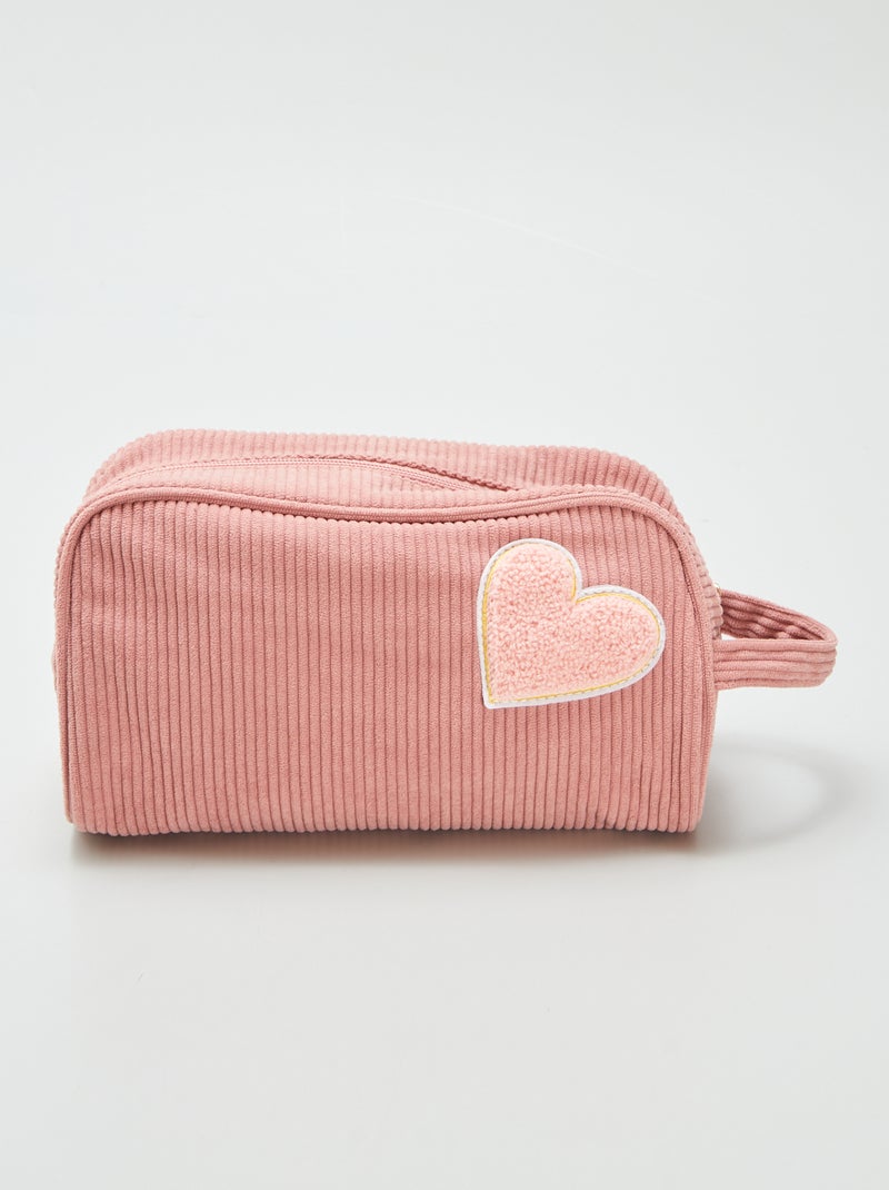 Estuche de pana con parche de piel ROSA - Kiabi