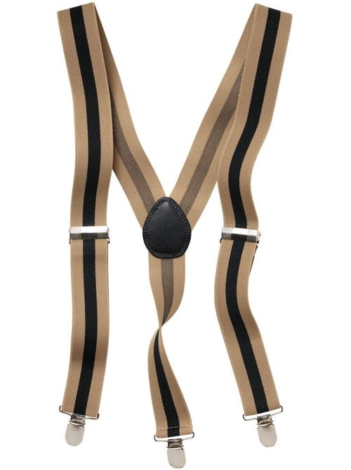 Estuche de tirantes a rayas con refuerzo de piel de vacuno, modelo en y - Kiabi Estuche de tirantes a rayas con refuerzo de piel de vacuno, modelo en y - Kiabi