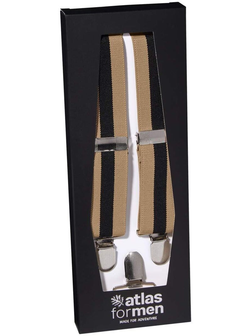 Estuche de tirantes a rayas con refuerzo de piel de vacuno, modelo en y Beige/Negro - Kiabi