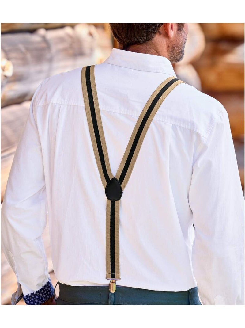 Estuche de tirantes a rayas con refuerzo de piel de vacuno, modelo en y Beige/Negro - Kiabi