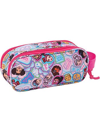 Estuche doble barbie 3d 2 compartimentos con cremallera y asa