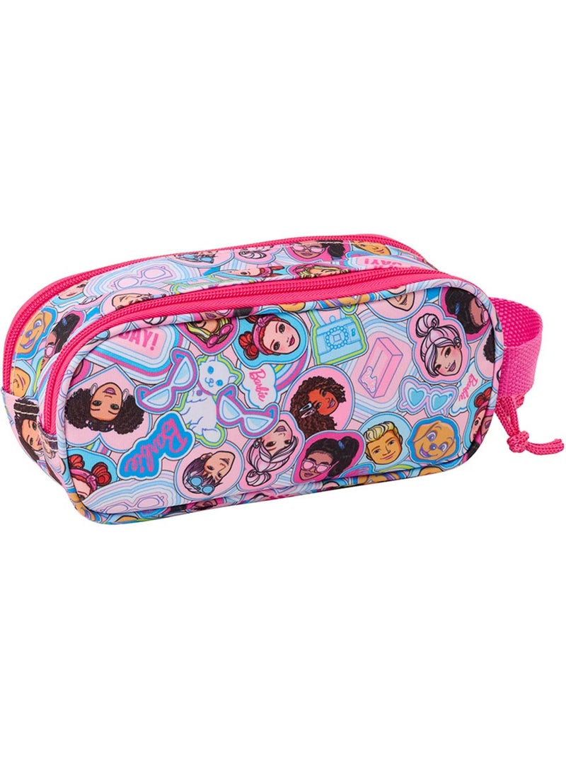 Estuche doble barbie 3d 2 compartimentos con cremallera y asa Rosa - Kiabi