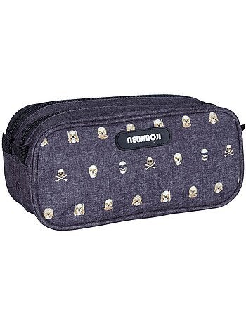 Estuche doble cremallera newmoji 'calavera' 22 cm rectangular - kid'abord