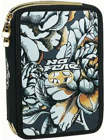 Estuche equipado con cremallera 20 cm tropical flores doradas no fear