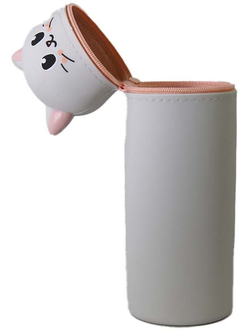 Estuche escolar cilíndrico niña 1 compartimento Chat gris Gris - Kiabi