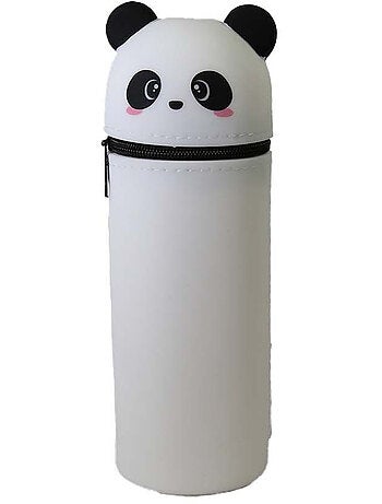 Estuche escolar cilíndrico niña 1 compartimento Panda blanco