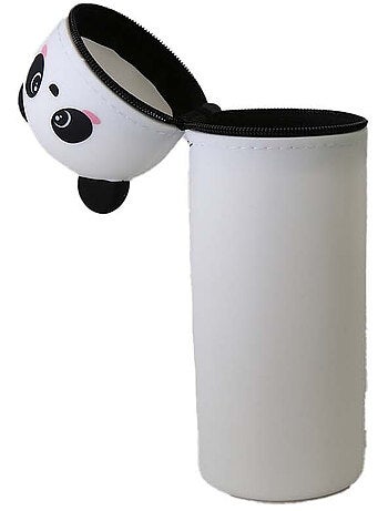 Estuche escolar cilíndrico niña 1 compartimento Panda blanco