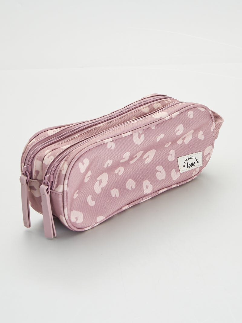 Estuche escolar con doble compartimento leopardo - Kiabi