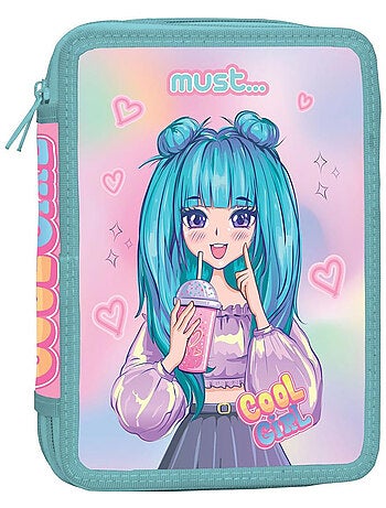 Estuche escolar doble compartimento con cremallera 'cool girl' 21 x 15 x 5 cm cmp