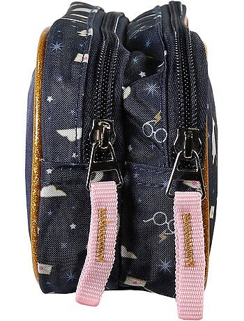 Estuche escolar infantil 2 compartimentos HARRY POTTER azul marino dorado