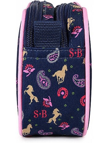 Estuche escolar infantil doble compartimento STALLA BIANCA Cow Girl azul