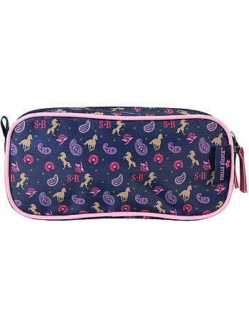 Estuche escolar infantil doble compartimento STALLA BIANCA Cow Girl azul