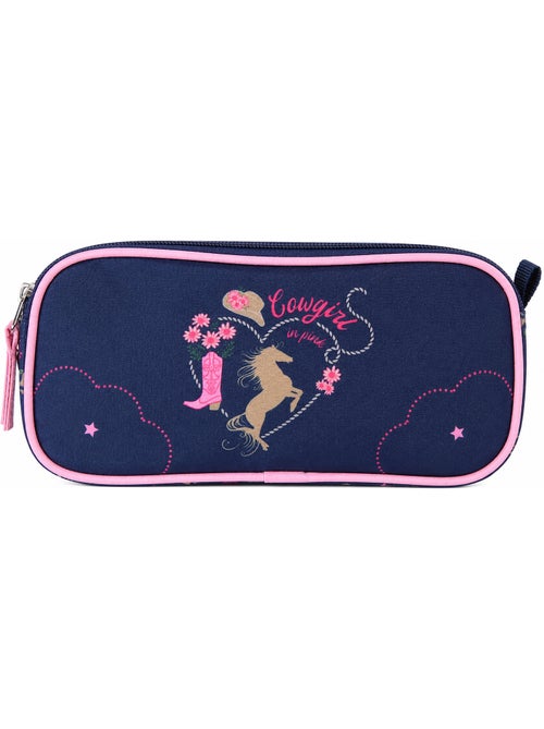 Estuche escolar infantil doble compartimento STALLA BIANCA Cow Girl azul - Kiabi Estuche escolar infantil doble compartimento STALLA BIANCA Cow Girl azul - Kiabi