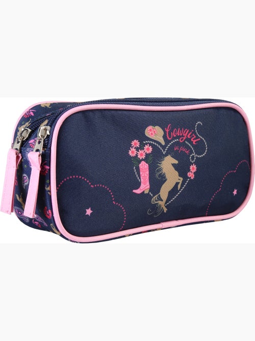 Estuche escolar infantil doble compartimento STALLA BIANCA Cow Girl azul - Kiabi Estuche escolar infantil doble compartimento STALLA BIANCA Cow Girl azul - Kiabi