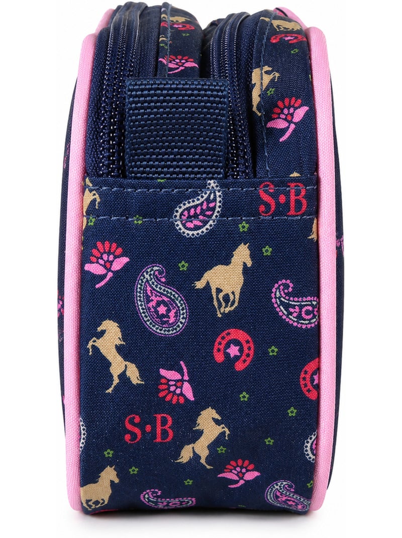 Estuche escolar infantil doble compartimento STALLA BIANCA Cow Girl azul Azul - Kiabi