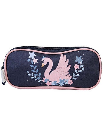 Estuche escolar niña 2 compartimentos PHILEAS Cygne azul rosa