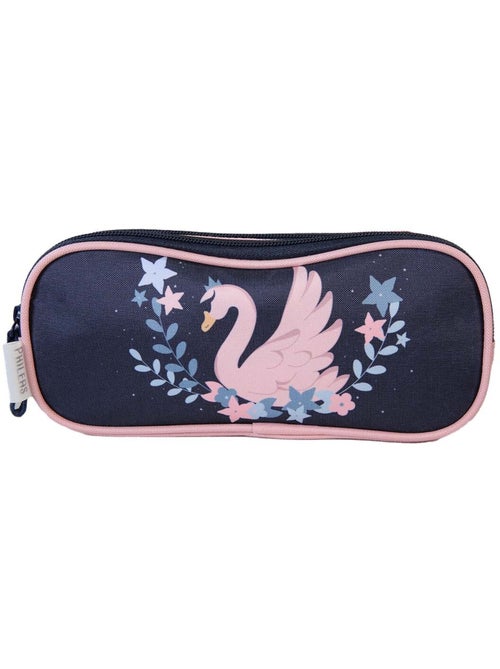 Estuche escolar niña 2 compartimentos PHILEAS Cygne azul rosa - Kiabi