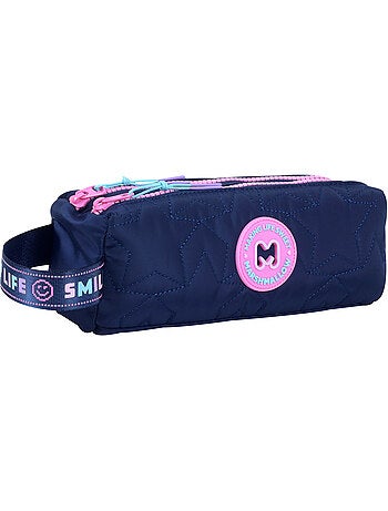Estuche escolar niña doble compartimento MARSHMALLOW Pixelly azul noche