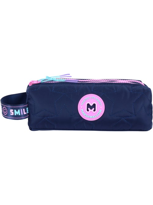 Estuche escolar niña doble compartimento MARSHMALLOW Pixelly azul noche - Kiabi
