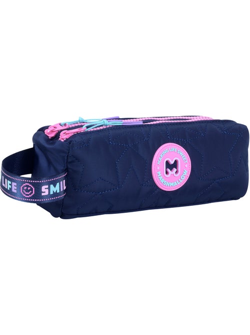 Estuche escolar niña doble compartimento MARSHMALLOW Pixelly azul noche - Kiabi