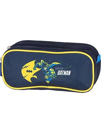 Estuche escolar niño 2 compartimentos BATMAN azul marino amarillo